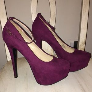 Plum Colored Heels with Ankle Strap